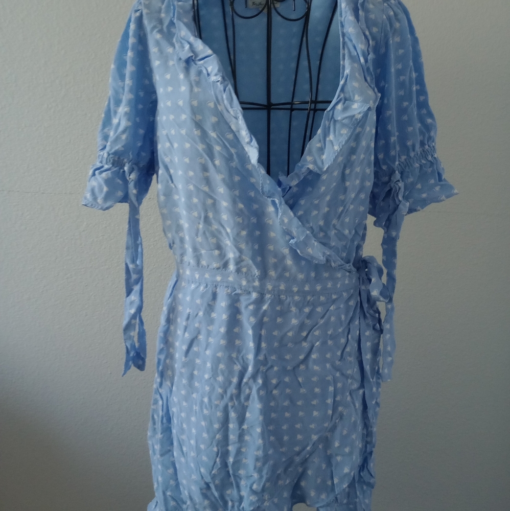 For Love and Lemons Blue White Sweetheart Wrap Mini Dress SOLD OUT - Picture 1 of 5